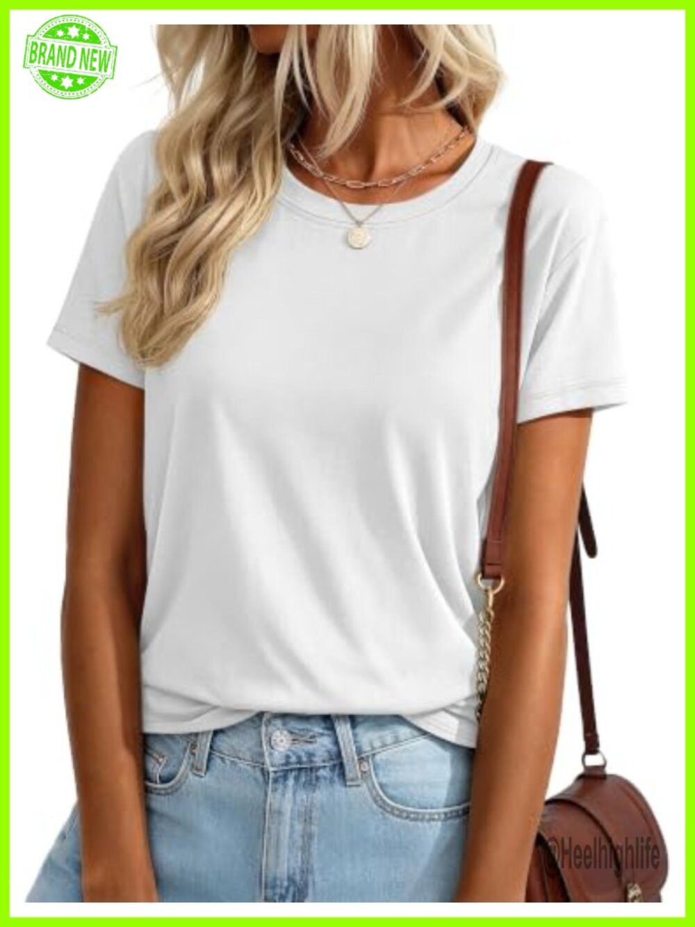 Women's Cotton Blend Short Sleeve Crew Neck T-Shirt UPF50+ Tee